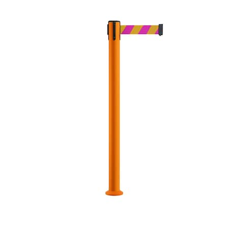 Stanchion Belt Barrier Fixed Base Orange Post 7.5ftMagenta/Yel Belt